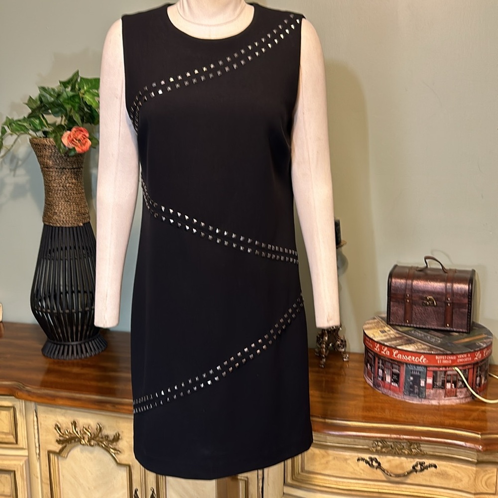 Michael Kors Black Stud Studded Sleeveless Dress Medium